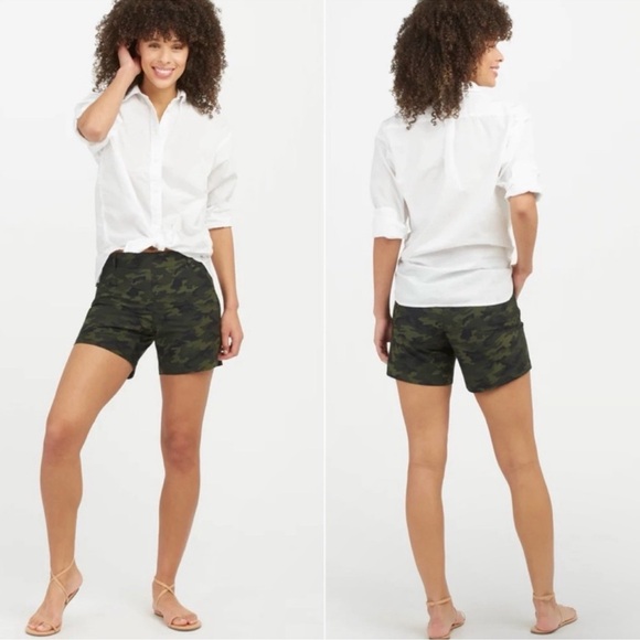 SPANX Sunshine Shorts Green Camo Medium 6” inseam - Picture 1 of 16
